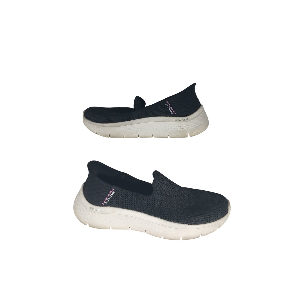 Skechers GO WALK Anywhere Slip-ins 6 Black White Hands Free Shoes 124963W